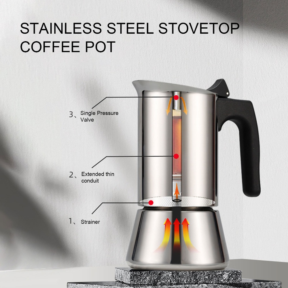Coffee Equipment Wdt - Stainless Steel Moka Pot Large Capacity
